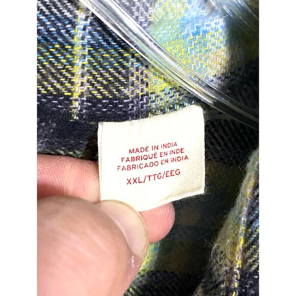 Levis The Worker Relaxed Fit Plaid Flannel Shirt Men XXL Green Blue Casual Cozy - Picture 5 of 9